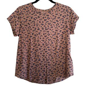 Abercrombie & Fitch 100% Cotton Brown/Black Leopard Print Short Sleeve T-Shirt-L